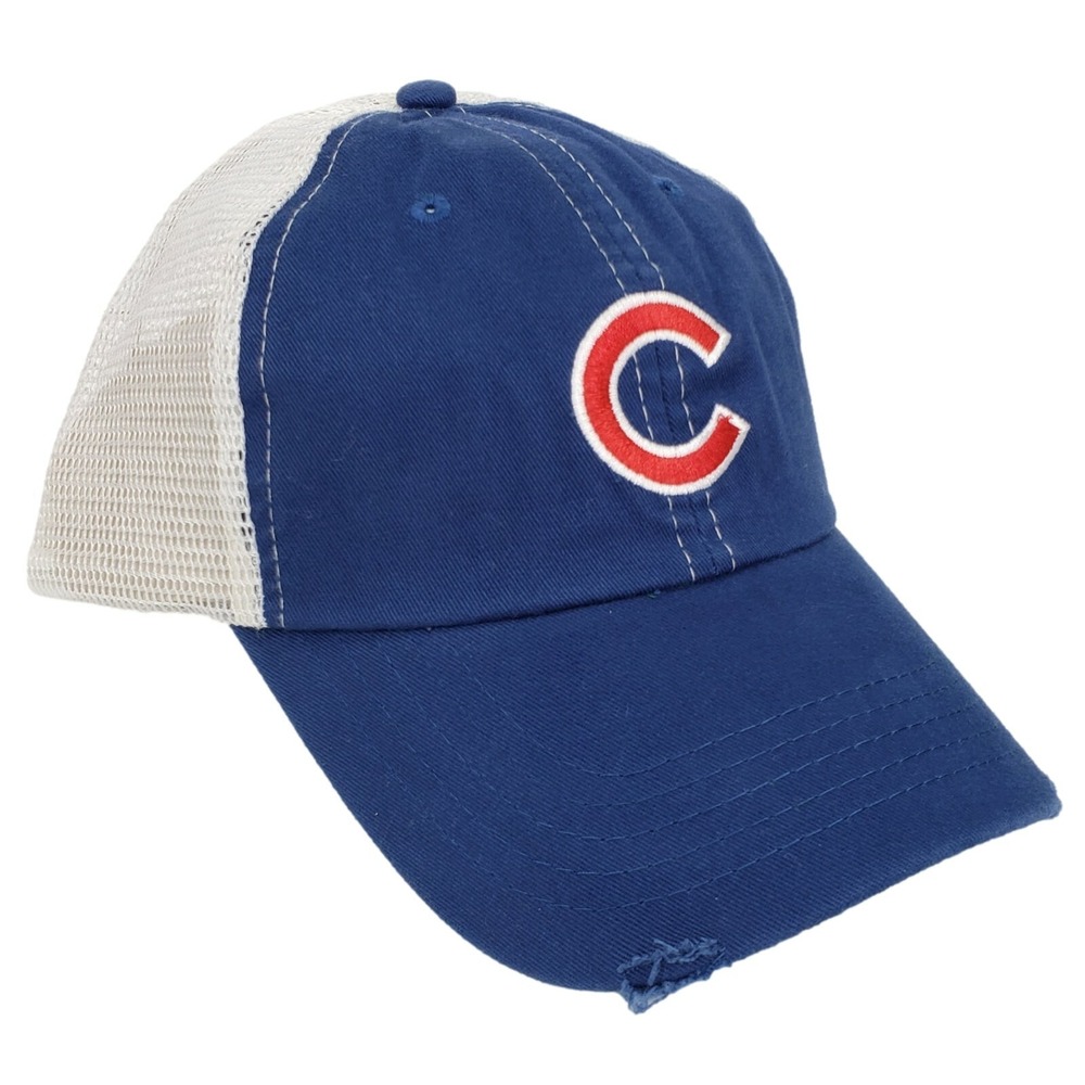 Chicago Cubs Trucker Hat‎ Blue White Bud Light Distressed Snapback Baseball Cap